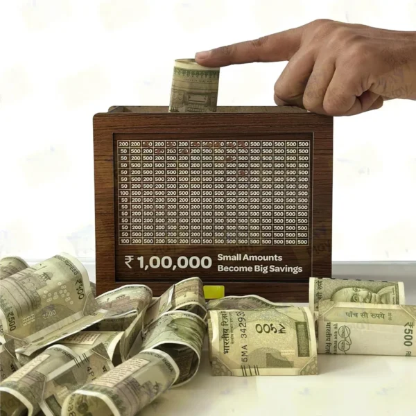 Your Next ₹1 Lakh – Premium Wooden Bank for Smart Saving